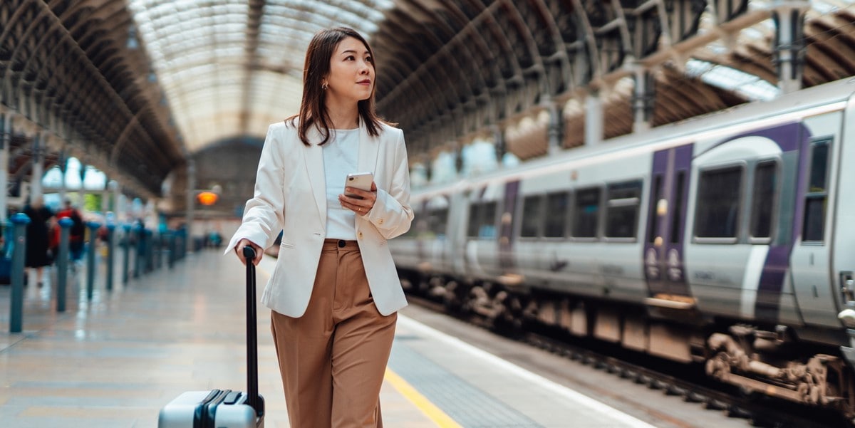 woman at train station